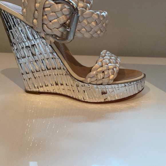 Giuseppe Zanotti Braided Heels Cream with Shiny Silver Heel - Picture 6 of 7